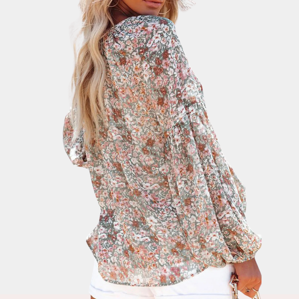 Kvinnor - Långärmad blus - Mjukt tyg - Elegant design - Perfekt för alla tillfällen