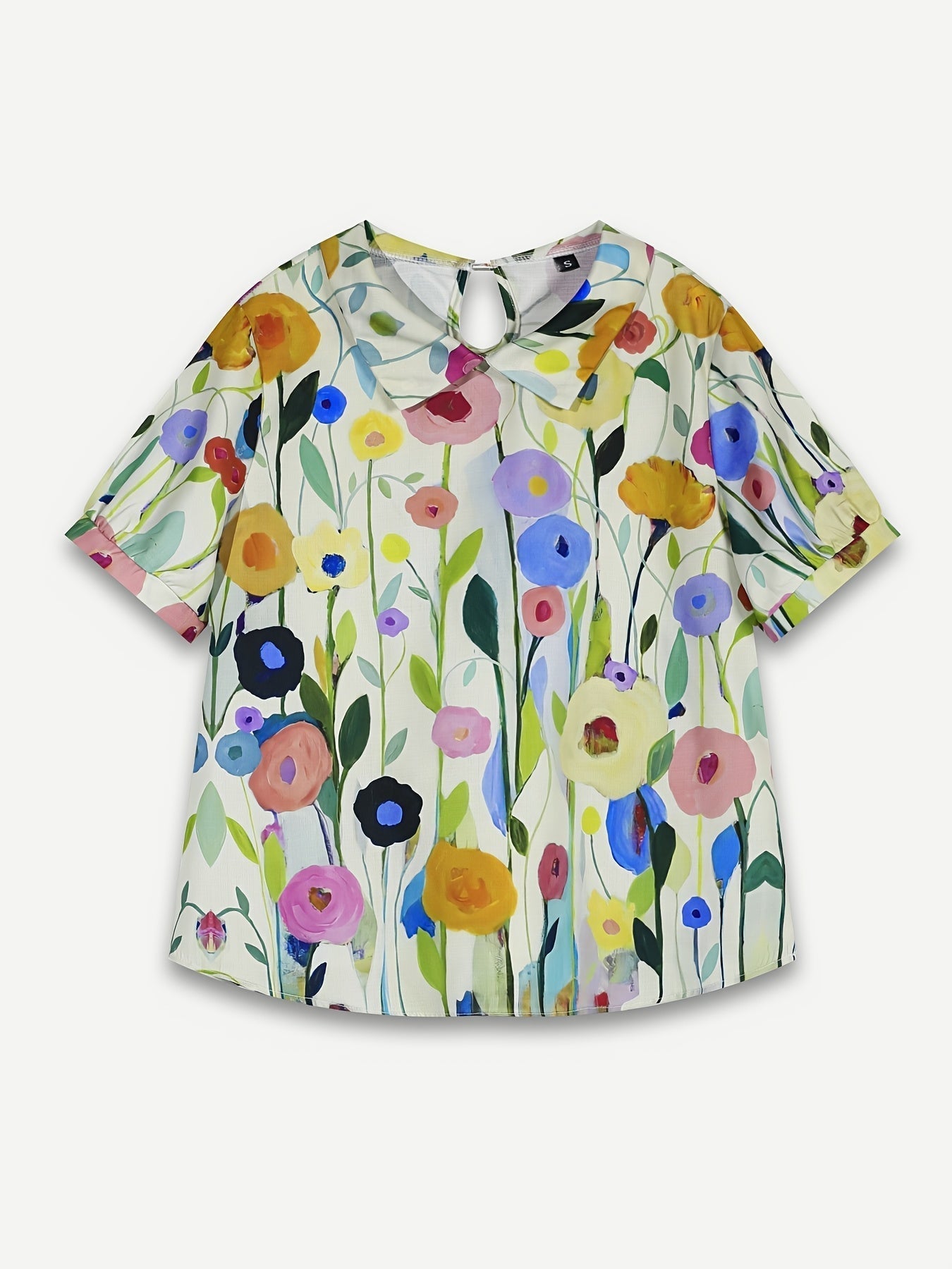 Kvinna - Linneblus - Blommönster i oljemålning - Casual och luftig design för stiliga sommardagar - Sondberg Boutique