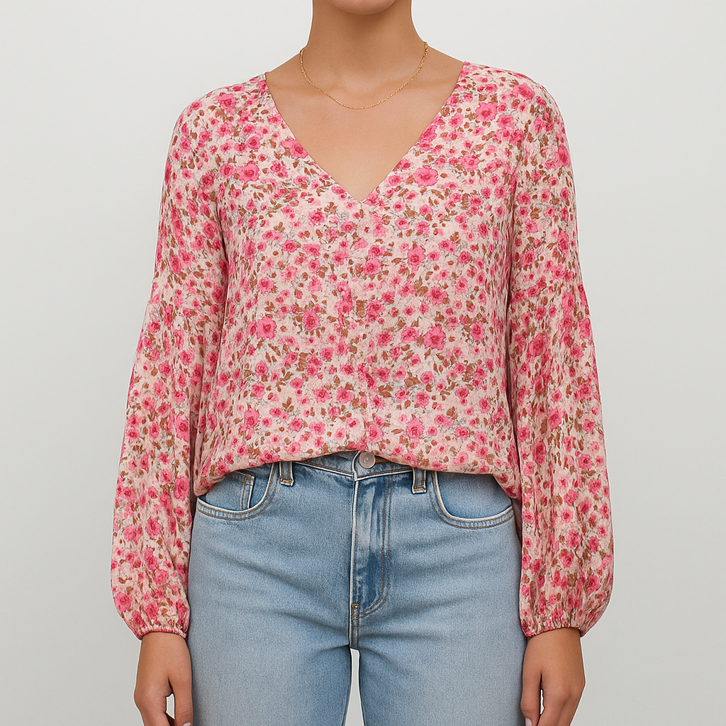 Kvinnor - Långärmad blus - Mjukt tyg - Elegant design - Perfekt för alla tillfällen