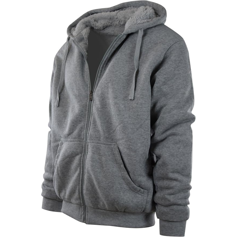 Herr Fleece Hoodie med Full Dragkedja och Mjuk Foder – Nödvändig Komfort och Stil