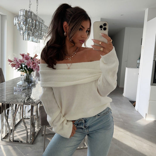 Kvinnor - Off-Shoulder Tröja - Fluffig och Modern - Perfekt för Kalla Dagar - Sondberg Boutique